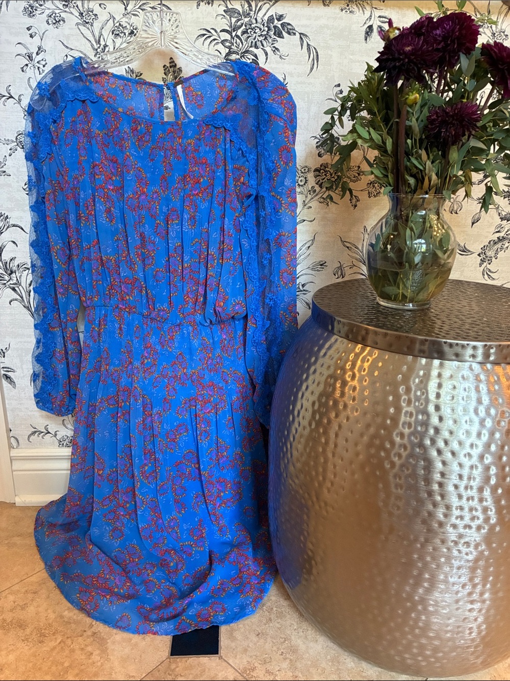 Free People Floral Long-Sleeve Midi Dress